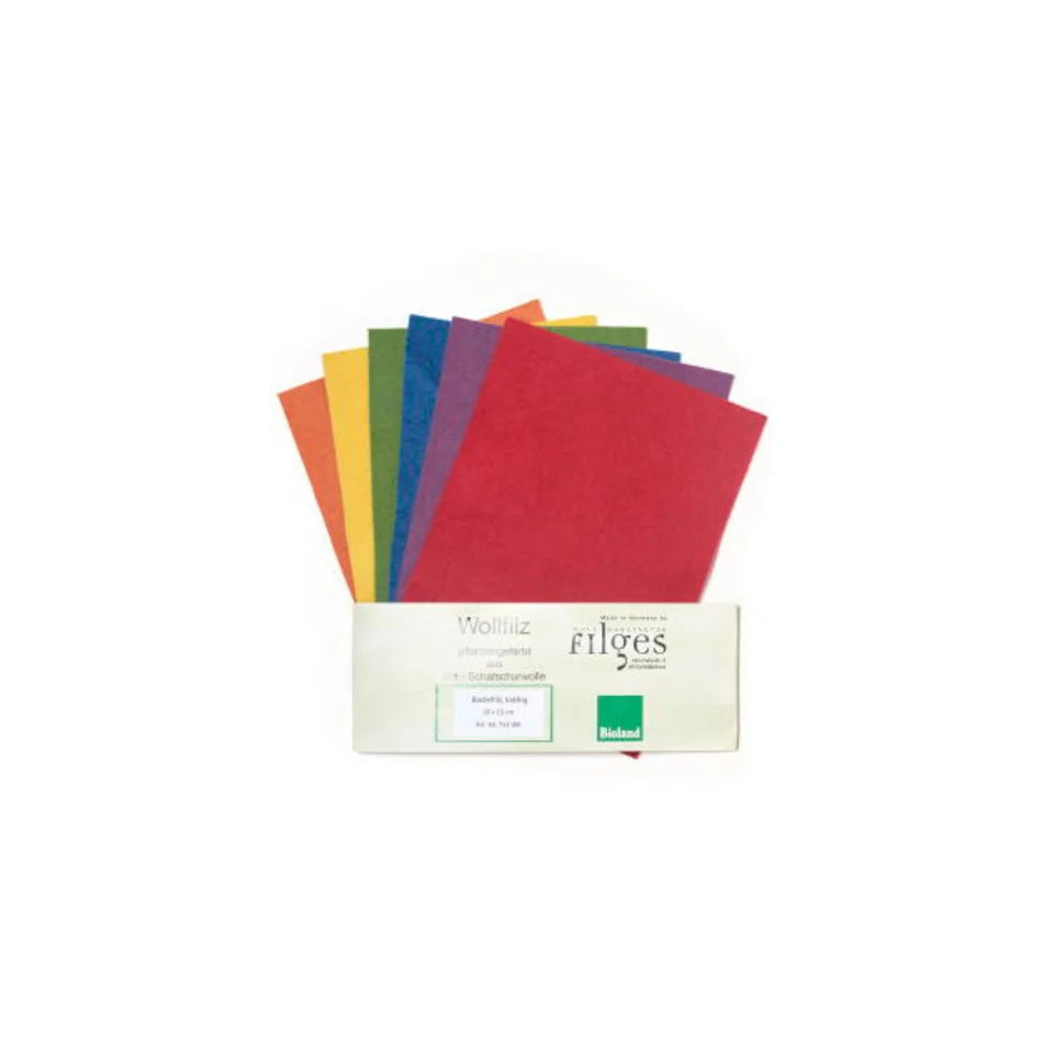 Filges Organic Plant Dyed Wool Felt 20x15cm 6 Sheets - Basic Assortment