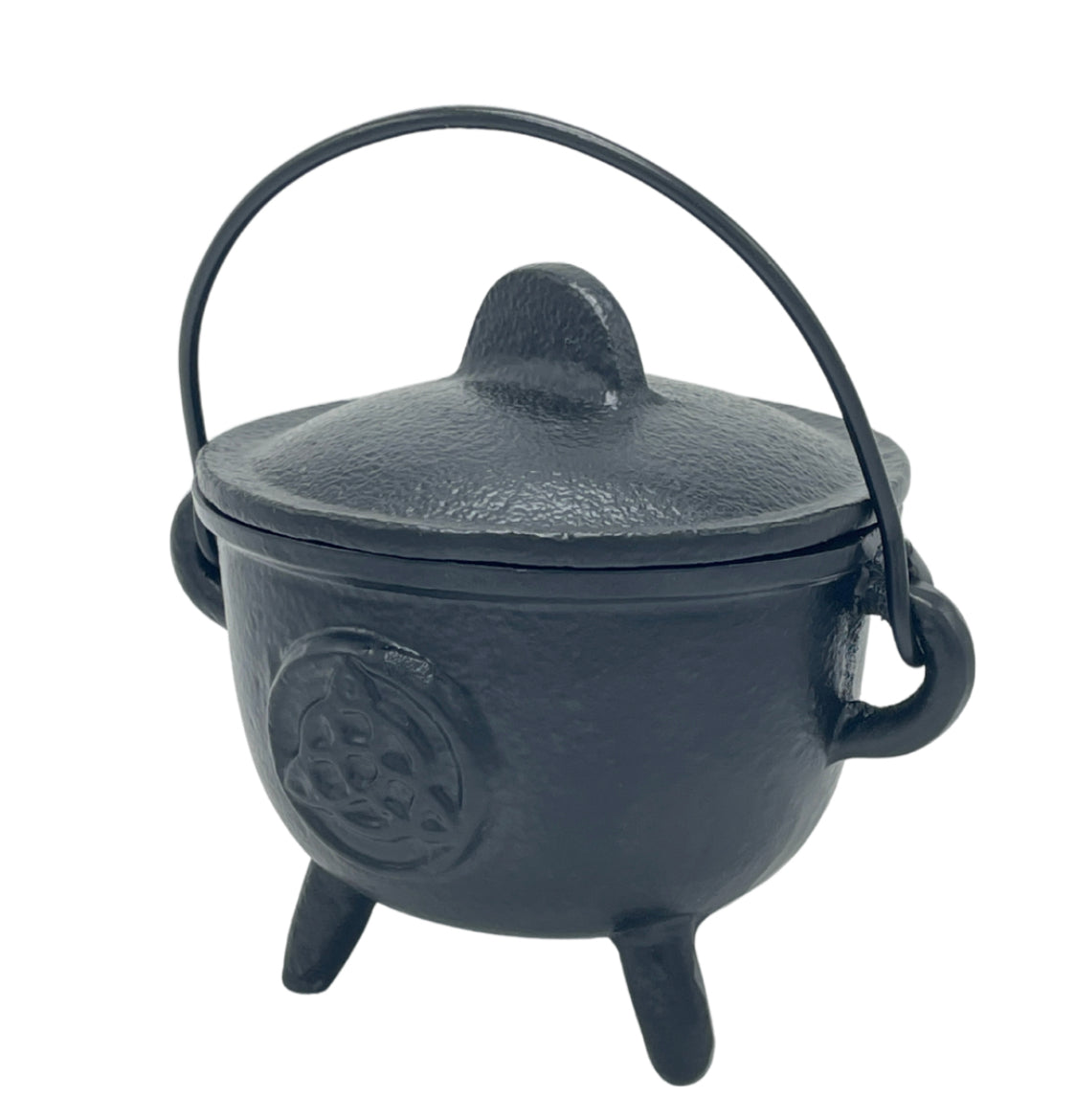 Cast Iron Cauldron Triple Moon With Lid- Black