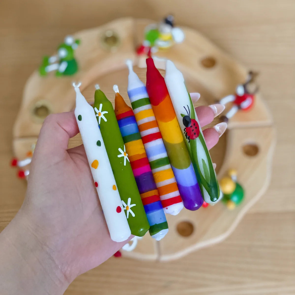 Ahrens Celebration Ring Candles - Striped, Multicoloured