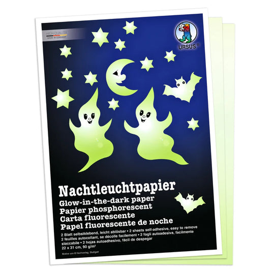 URSUS Glow in the Dark Paper for Sticker Making - Self-Adhesive, 2 Sheets