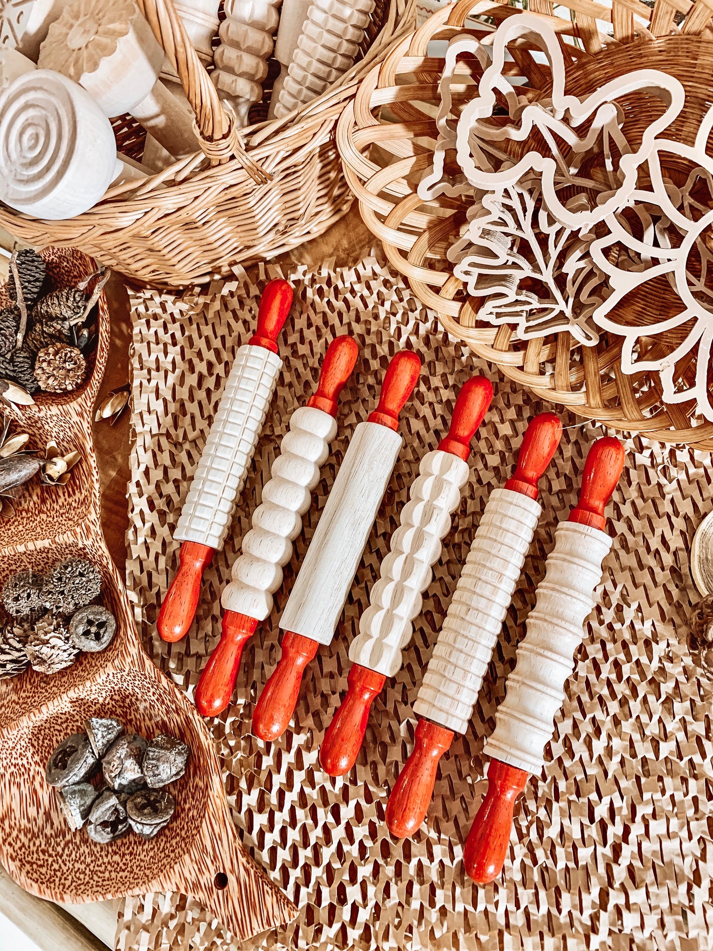 Mini Pattern Rolling Pins 6pc