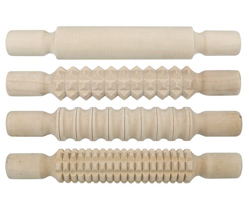 Wooden Pattern Rolling Pin Set