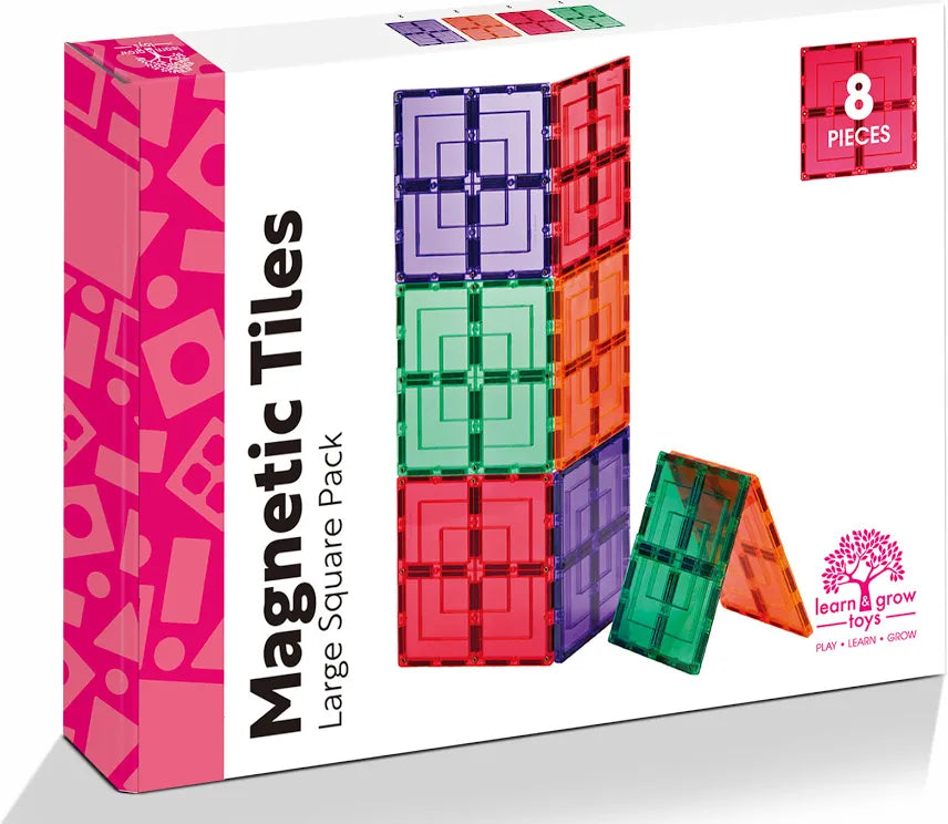 Learn & Grow Magnetic Tiles - Large Square Pack- 8 piece