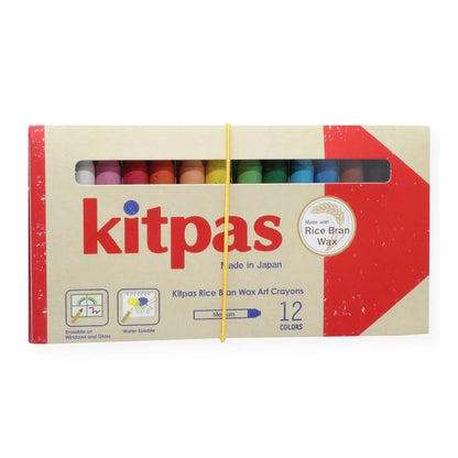 Kitpas Medium Stick Rice Wax Crayons 12 Colours