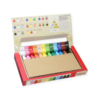 Kitpas Medium Stick Rice Wax Crayons 12 Colours