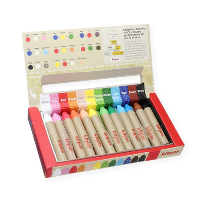 Kitpas Medium Stick Rice Wax Crayons 12 Colours