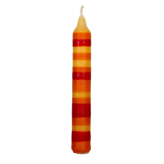 Ahrens Celebration Ring Candles - Striped, Orange & Yellow