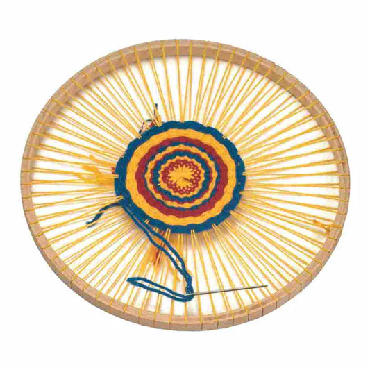 Gluckskaferooden Round Weaving Frame w 68 grooves 22 cm diam.
