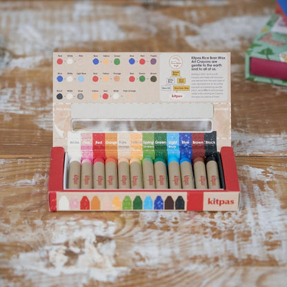Kitpas Medium Stick Rice Wax Crayons 12 Colours