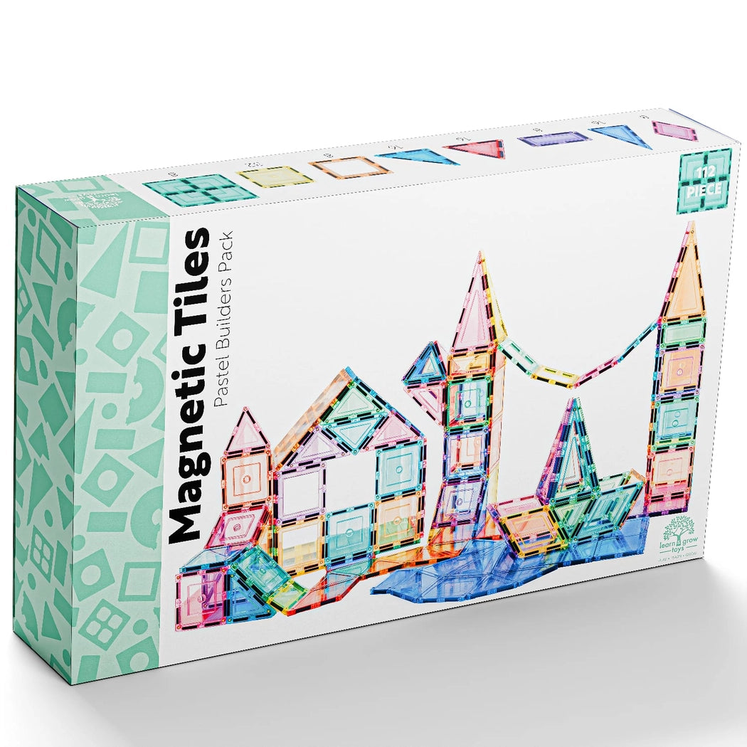 Learn & Grow Magnetic Tiles - Pastel Builders Pack -112 piece
