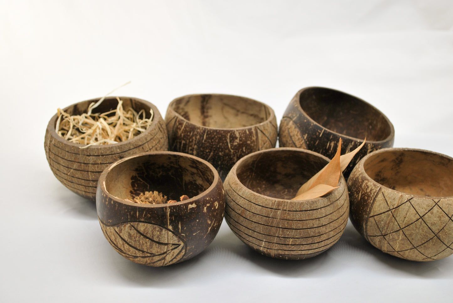 Patterned Coconut Bowls set of 6