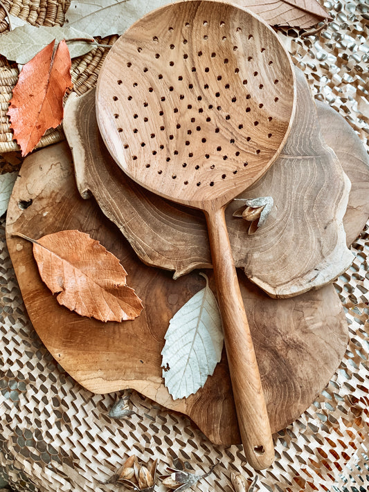 Teak Slotted Spoon