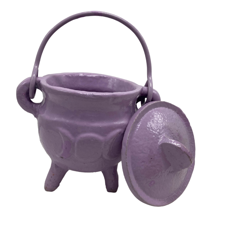 Cast Iron Cauldron Triple Moon With Lid Lavender