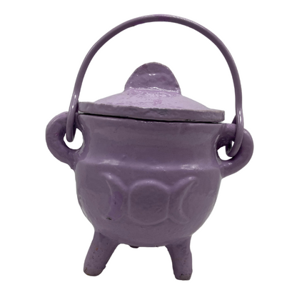 Cast Iron Cauldron Triple Moon With Lid Lavender