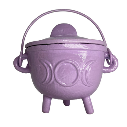 Cast Iron Cauldron Triple Moon With Lid Lavender